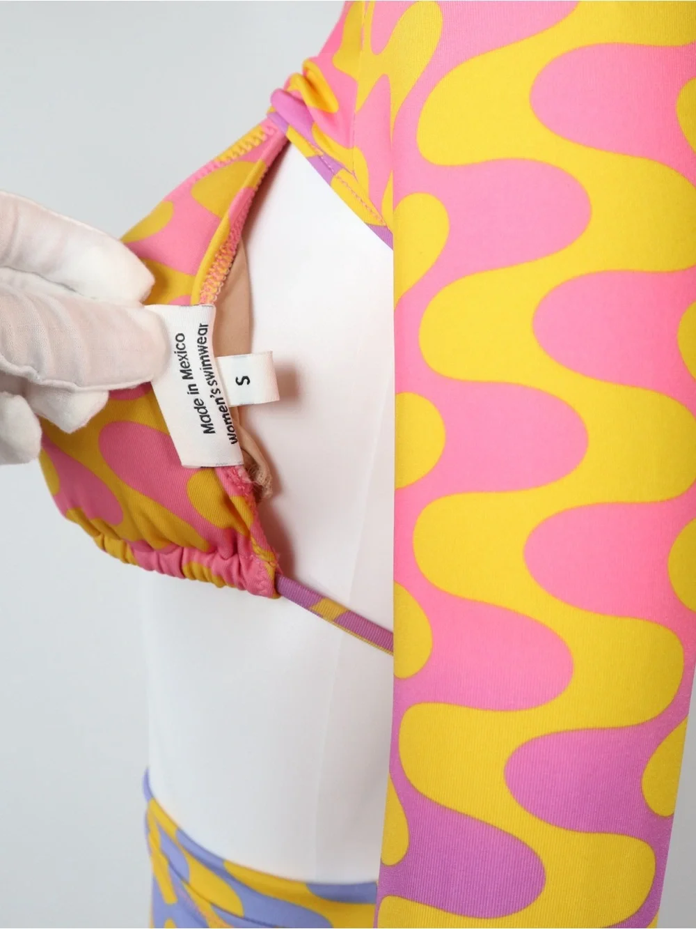 FENSI | 3 Piece Women's Pink & Yellow Patterned Long-Sleeve Bikini Set